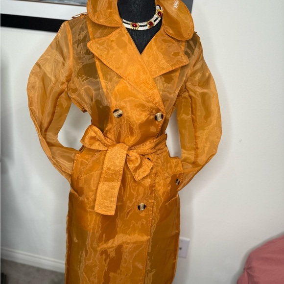 7 For All Mankind Orange Trench Coat - Picture 1 of 8